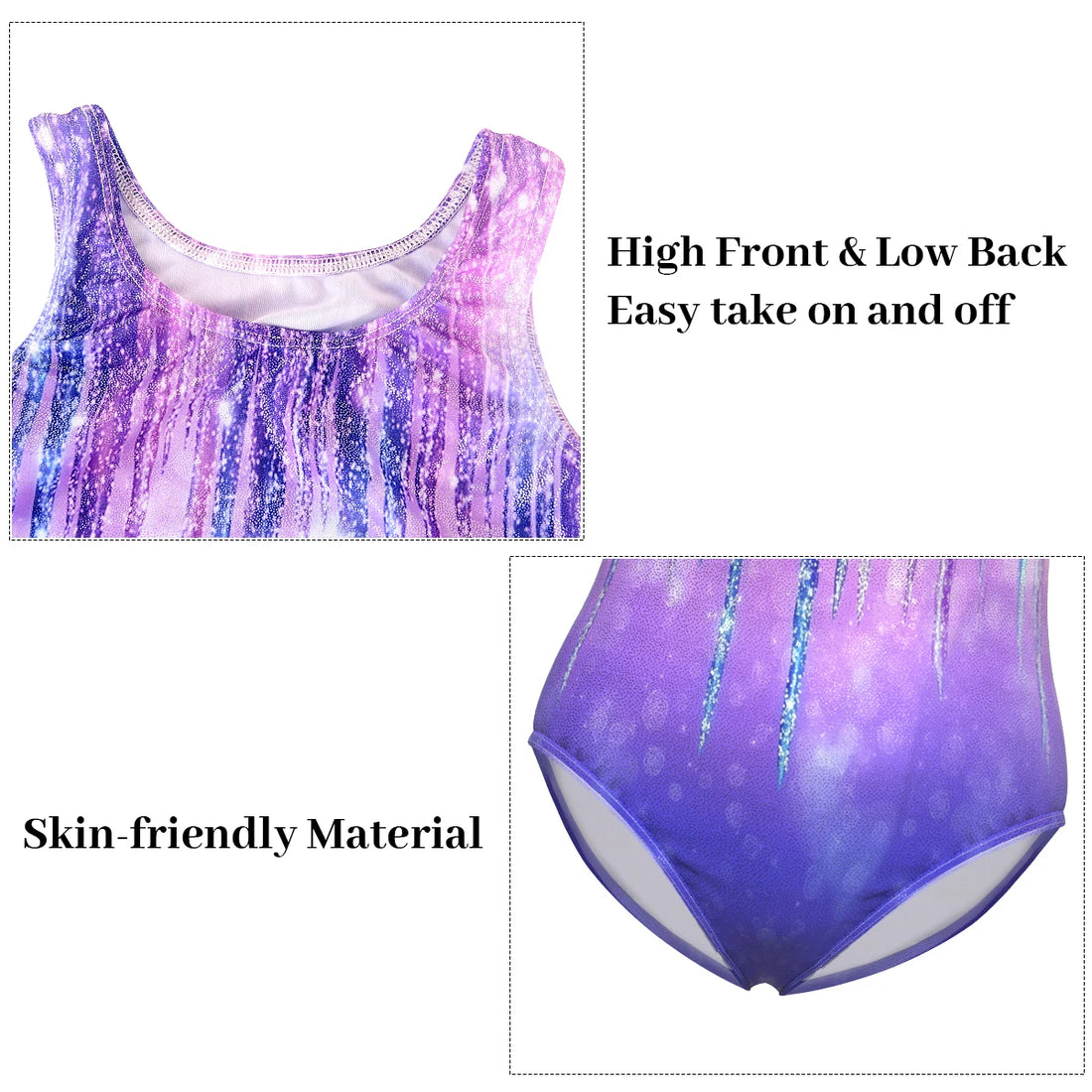 Girls Gymnastics Leotard Sparkle Gradient  Activewear 4 Piece Dance Unitard for Kids Athletic Tumbling Outfits with Short