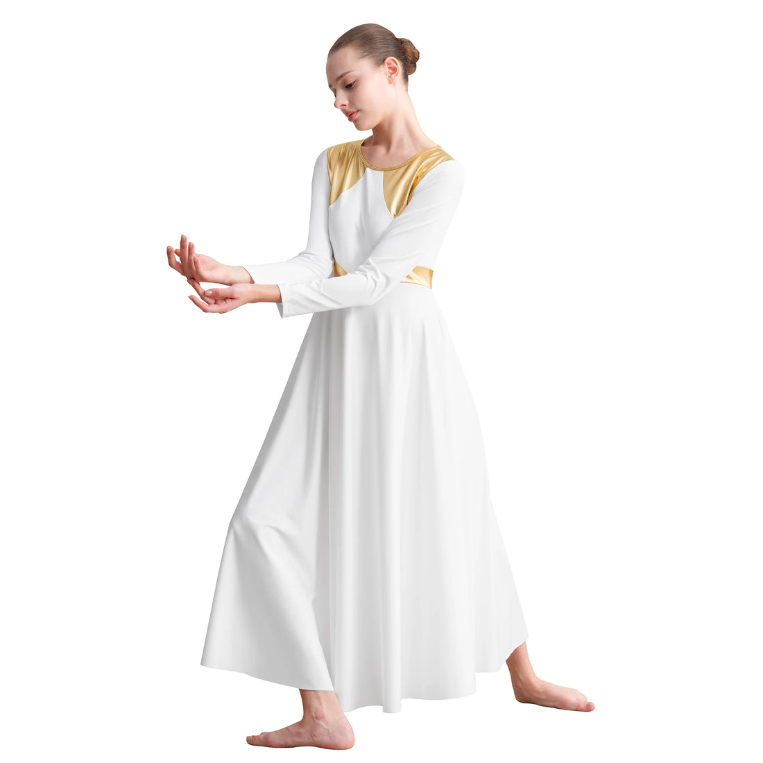 Praise Dance Dress for Women Long Sleeve Church Dancewear Fit Full Length Worship Costume