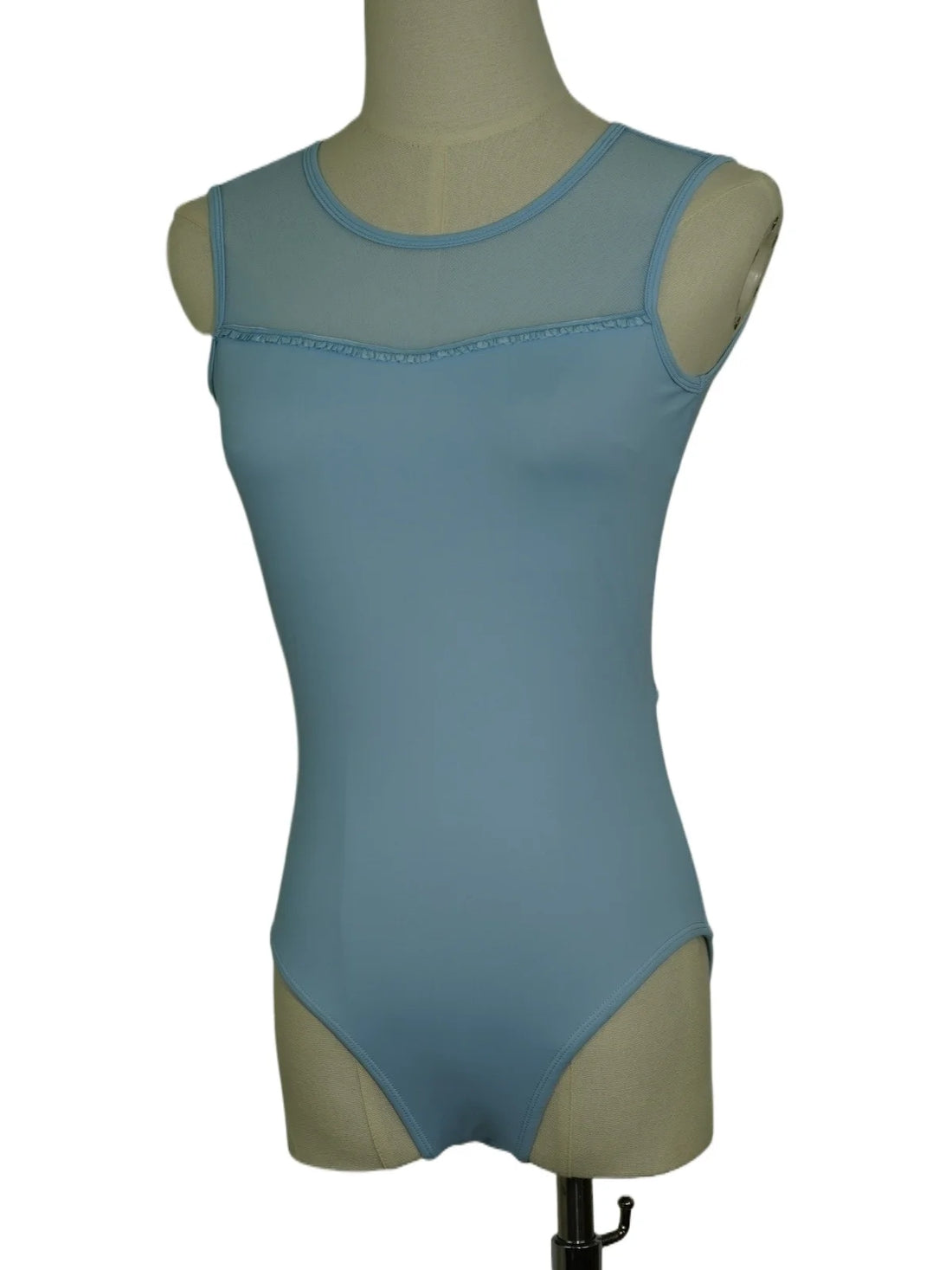Girls Ballet Leotard Adult Women Sleeveless Blue Lace Trim Gymnastics Yoga Dancewear