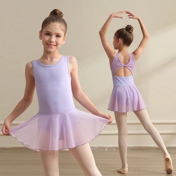 Girls Ballet Leotard with Short Skirt Mesh Tank Sleeveless Leotard Toddlers Gymnastics Dance Leotard Kids Back to School Clothes
