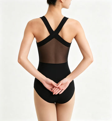 Women's Ballet Leotards Mesh Hollow Back Ballet Bodysuits Adult Sleeveless Camisole Dance Leotards