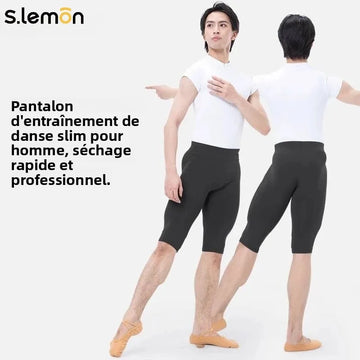 S.lemon Men Dance Shorts,Tight Pants/Leggings Adult Stretchy Quick Dry Gym Fitness Pants for Gymnastics Ballet Dancewear