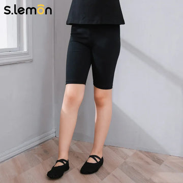 Girls' Black Cotton Capri Dance Leggings – Summer 5/8 Length Ballet & Gymnastics Tights, Slim-Fit for Dance Class & Recital