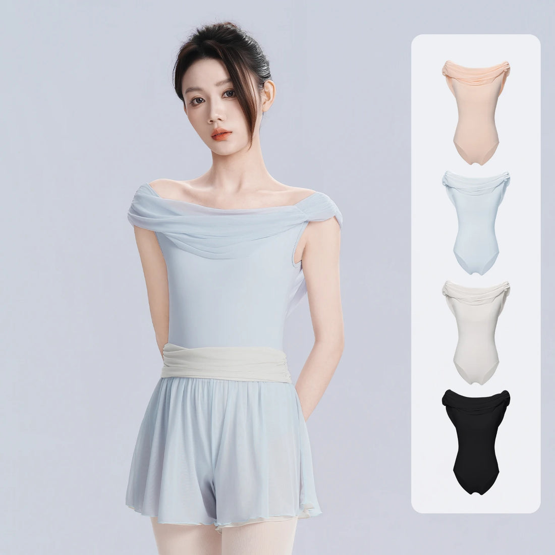 New Women Ballet Leotards Adult Flared Front Full Ballet Bodysuit Adult Gymnastics Ballerina Short Sleeves Leotards Swimwear