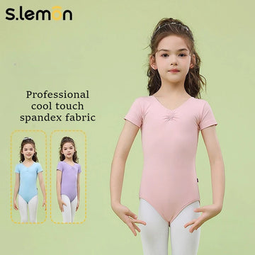 2026 Kids Ballet Leotard Short Sleeve – Spandex Dance Bodysuit for Girls Chinese Dance Exam & Recital