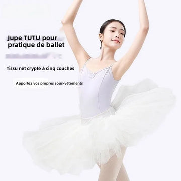 S.Lemon Adult Female New Tutu Dance Skirt Half-Body Ballet Gymnastics Black White Flowy Practice Dress