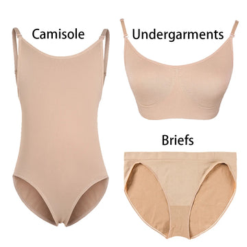 Nude Underwear Camisole Ballet Briefs Bras Dance Leotard for Dance Gymnastics Convertible Tight Bodysuits
