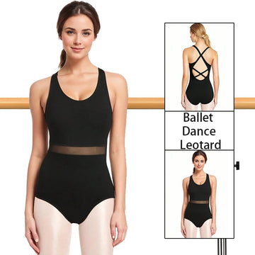 Women's Sleeveless Backless Camisole Ballet Dance Leotard for Adult Dance Gymnastics Tank Tops with Soft Front Lining Dancewear