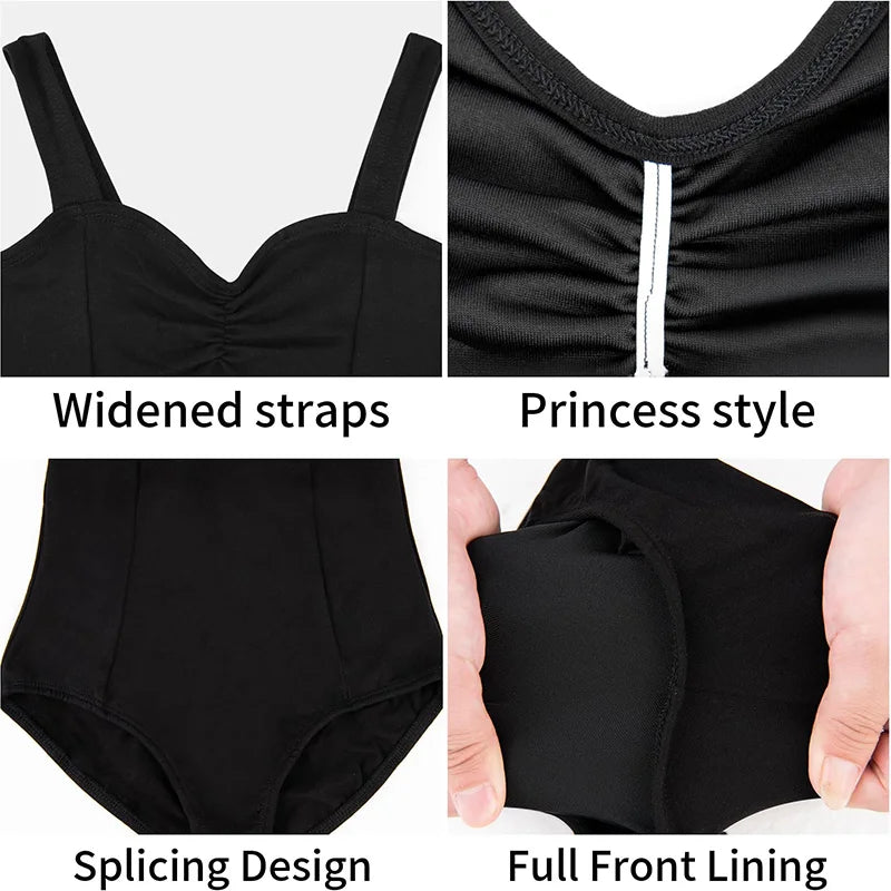 Girls Sleeveless Princess Camisole Ballet Dance Leotard for girl Gymnastics Dance Tank Tops with Soft Lining Dance Leotards