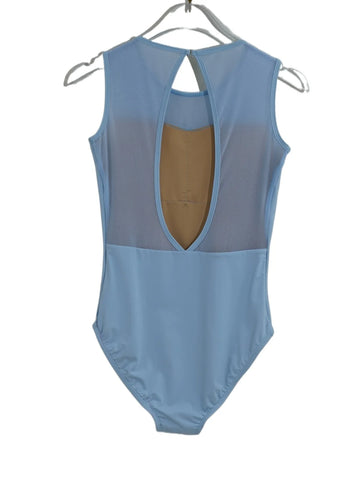 Girls Ballet Leotard Adult Women Sleeveless Blue Lace Trim Gymnastics Yoga Dancewear