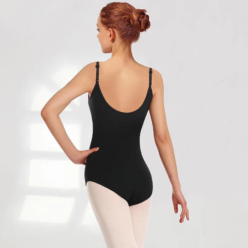 Women's Camisole Ballet Dance Leotard for Adult with Detachable Adjustable Straps and Full Front Lining Ballet Clothes Bodysuit