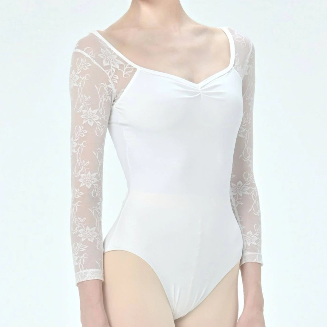 Women Ballet Leotard Black 3/4 Sleeve with Lace Trim Long Sleeve Dance Leotard for Gymnastics, Ballet & Studio Training