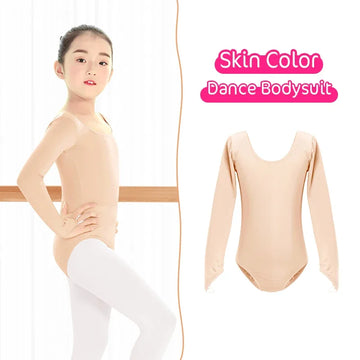 Children Long Sleeve Nude Leotard Kids Gymnastics Ballet Dance Leotard Girls Flesh Underwear Skin High Elastic Bodysuit