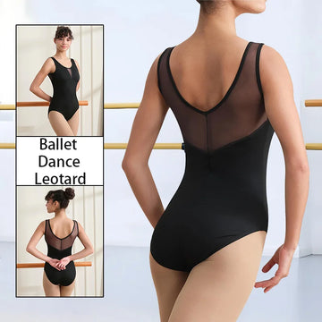 Women's Sleeveless Mesh Splicing Ballet Dance Leotard for Adult  Dance Tank Tops with Soft Lining Short Sleeve Ballet Clothes