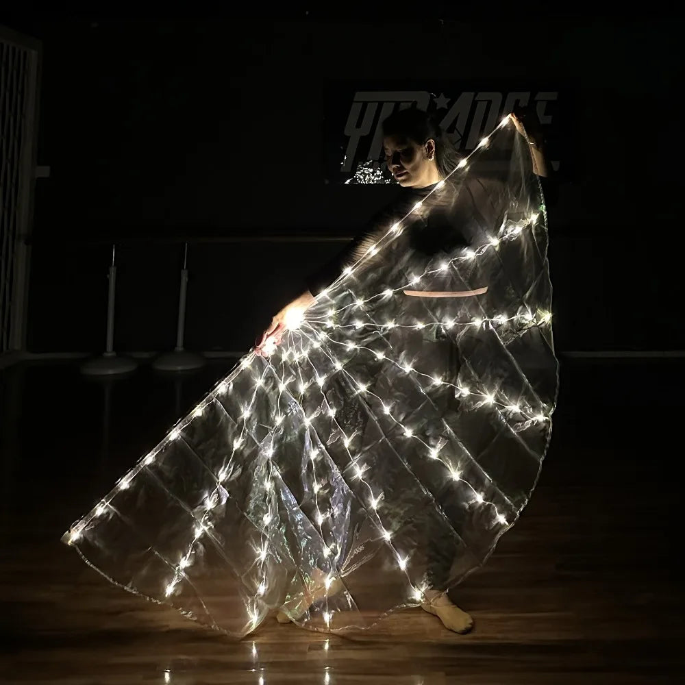 1Pcs LED Flags Belly Dance Semicircle Praise Light Flag Belly Dancing Lights Up Props Perform Party Festival Accessories