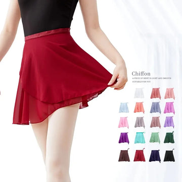Adult Women's Chiffon Ballet Tutu Dance Skirt Gymnastics Wrap Training Skirt for Girls
