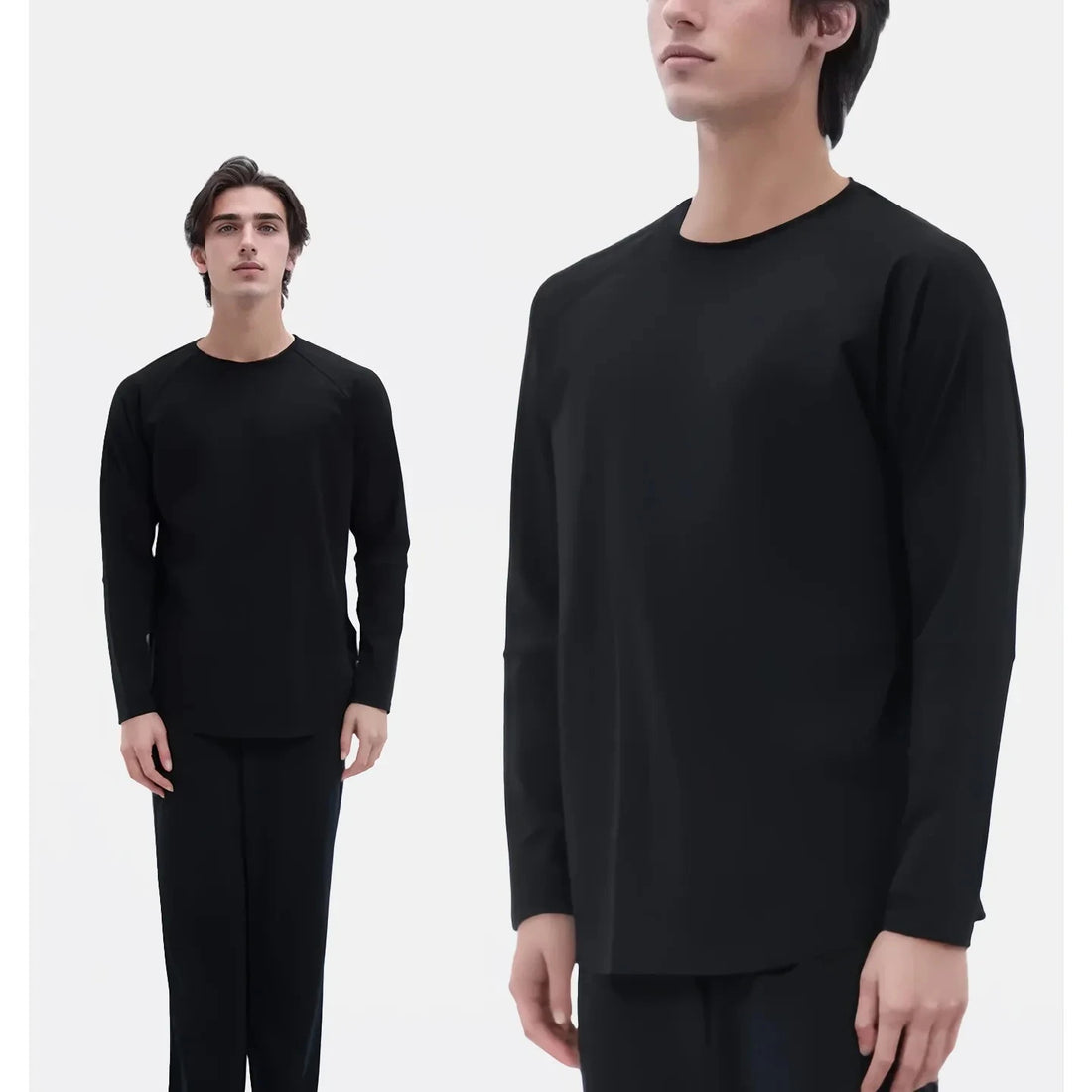 Boys Dance Top –New Fall/Winter Long Sleeve Black Cotton Ballet & Gymnastics Leotard Slim Fit Performance Shirt for Men & Teens