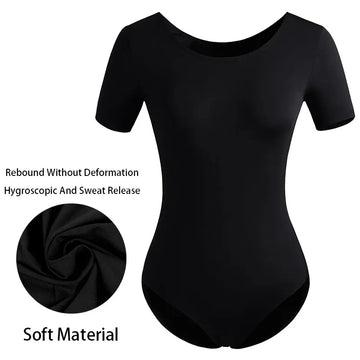 Women's Classic Team Basic Short Sleeve Ballet Dance Leotards for Adult Gymnastics Dance Tops with Soft Lining Ballet Clothes