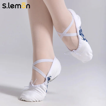 S.lemon Ballet Shoe,Girls Elastic Ballet Slippers Stretch Canvas Dance Shoes for Kids Adult Dancing Women