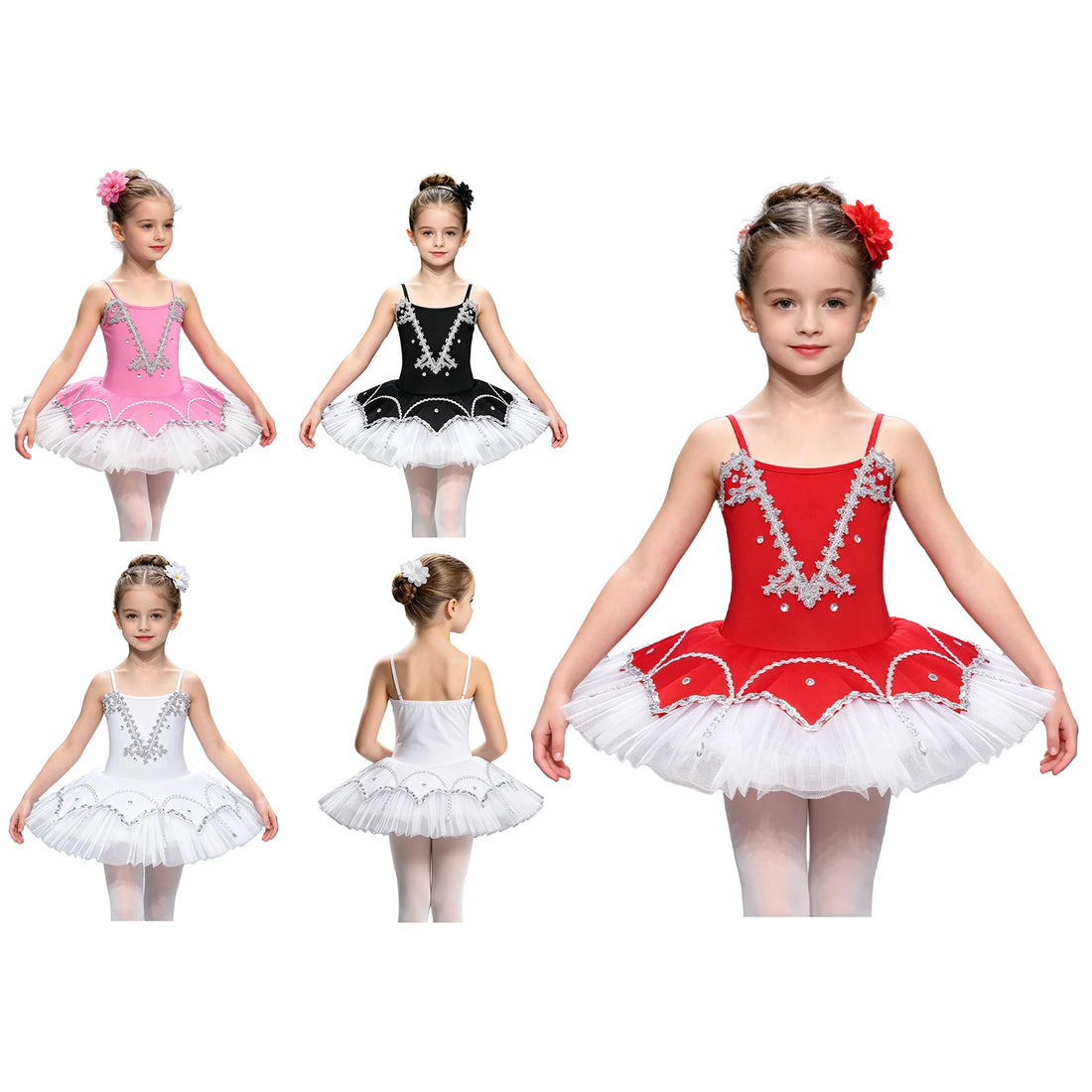 Professional Ballet Tutu Girls Platter Pancake Tutu Ballerina Party Dress Child Kid Ballet Dance Performance Competition Costume