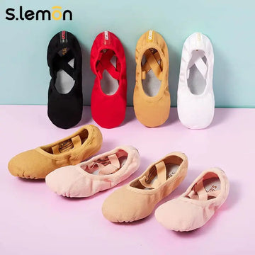 S.lemon Adults Kids Soft Sole Ballet Shoes Thickened Cow Suede Cat Claw Dance Shoes Stretchy Fabric Boys Girls