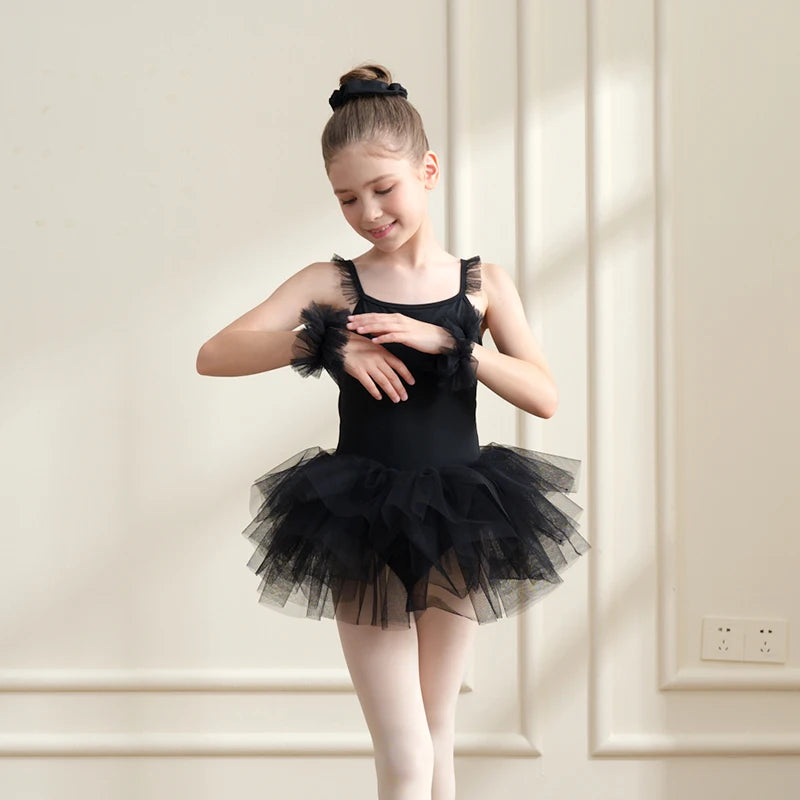 Girls Camisole Sleeveless Ballet Tutu Dress Snap Crotch Design Ballet Leotard Kids Cute Tutu Ballet Dress Suit