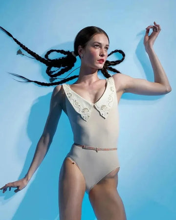 Ballet Leotard Just a corpse Adult Women's White Camellia Halter Neck Backless Gymnastics Bodysuit Dancewear Female Sportswear