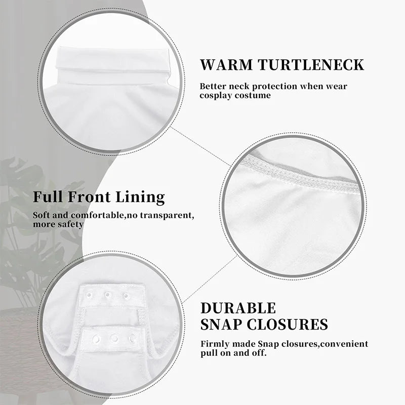 Turtleneck Long Sleeves Ballet Dance Leotard for Adult Dance Workout Fitness Halloween Cosplay Top with Soft Lining and Back Zip