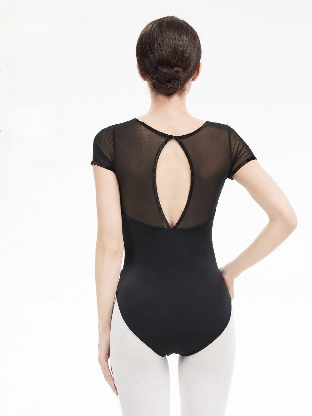Women Adults Ballet Leotard Girls Autumn Nylon Spandex Velvet Patchwork Half Sleeve One-Piece for Ballet Gymnastics Yoga Fitness