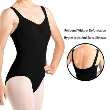 Ballet Tank Leotard For Women Microlux Princess Seam V-Front Camisole,Chest Lining,Sleeveless Open Back Ballet Clothes