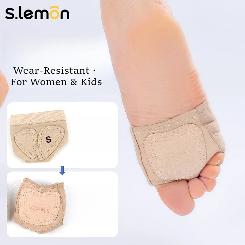 S.lemon Anti-Sweat Half Sole Dance Foot Cover - Double Toe Holes Stay Put for Women Kids Modern Ballet Belly Dance