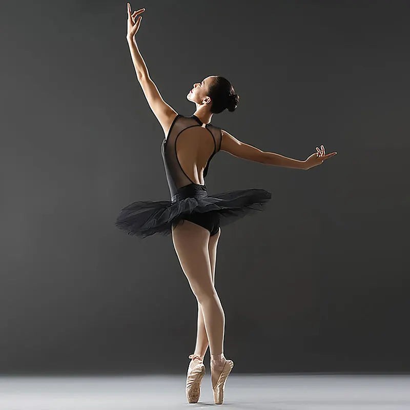 Women's Sleeveless Turtleneck Ballet Dance Leotards for adult Gymnastics Dance Tank Tops with Water-drop Back and Soft Lining
