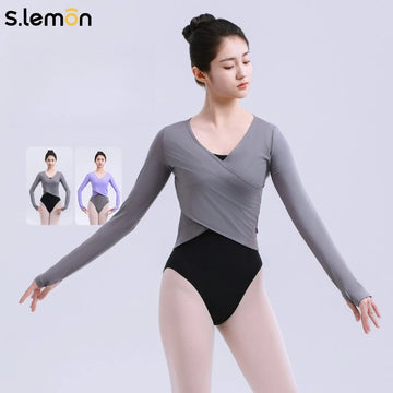 S.lemon Women's Long Sleeve Ballet Top Girls Professional Gymnastics & Chinese Dance Practice Body Shaping Top