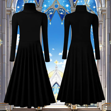 Women's Long Sleeve Praise Dance Dress for adult Worship Liturgical Classical Sets with High Neck and No Crotch Praise Dancewear