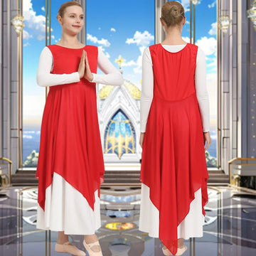 Women Sleeveless Vest Dance Dress for Adult Worship Liturgical Praise Costumes with No Crotch No Lining Halloween Loose Pullover