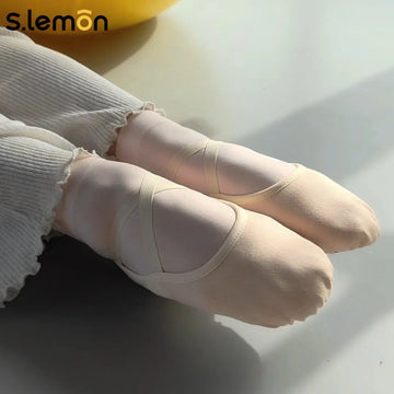 S.lemon Women's Ballet Chinese Dance Shoes-Camel Stretch Fabric + Knit, Cow Suede Soft Sole, Winter Comfortable Practice Shoes