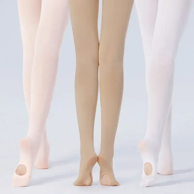 New Girls Woman Ballet Tights 60D Convertible Tights Ballet Stockings Ballet Leggings Dance Tights Seamless Pantyhose with Hole