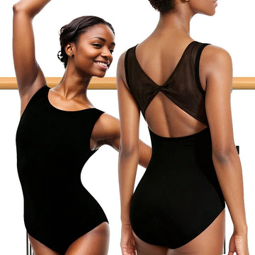Women's Sleeveless Camisole Ballet Dance Leotards for adult Gymnastics Dance Tank Tops with Mesh Hollow Back and Soft Lining