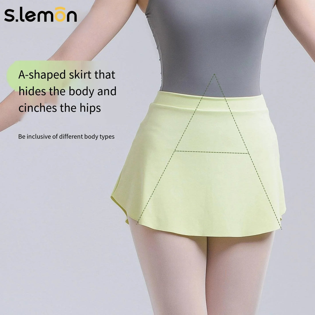 S.lemon Ballet Skirt 3/4 Length Dance Skirt for Women, Chinese Dance Figure Training Exam Performance Outfit