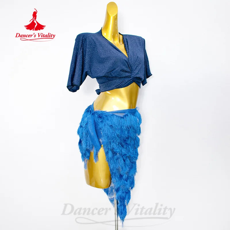 New Belly Dancing Suit Loose and Comfortable Top+tassel Short Skirt 2pcs Women's Oriental Dance Sexy Practice Clothing Set
