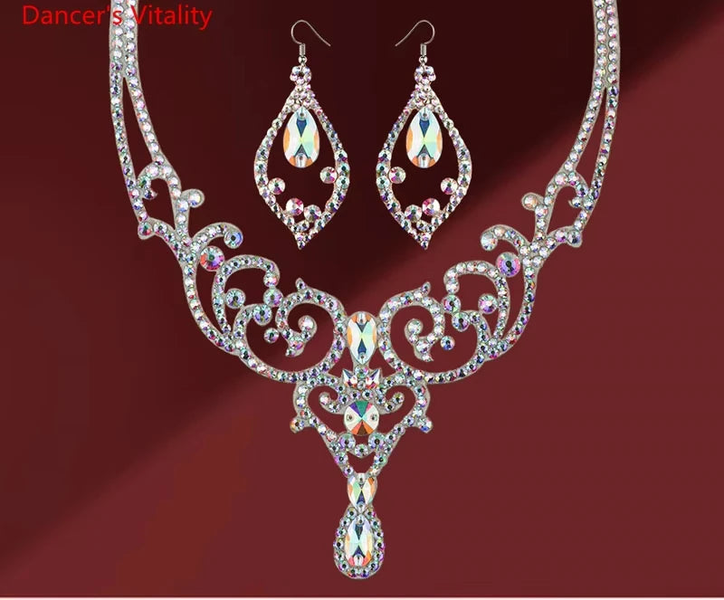 BELly Dance Accessories Women Necklace AB Stones Dancing Jewellery Latin Tango Dance Clothing adult bollywood jewellery