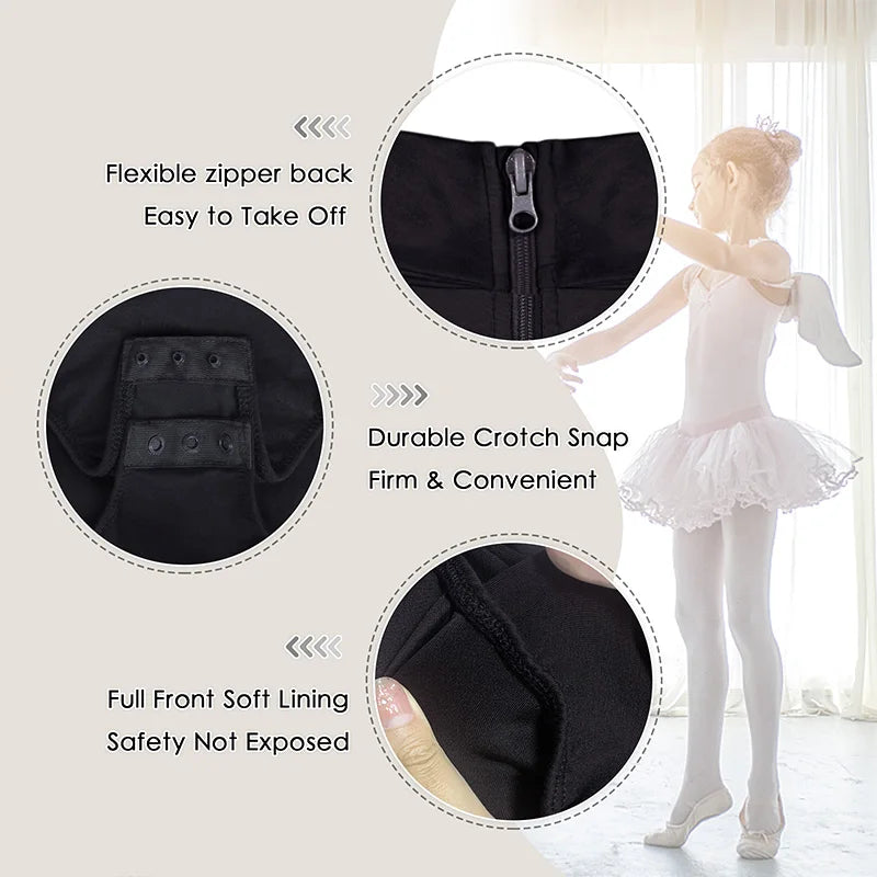 Girl Team Basic Turtleneck Long Sleeve Ballet Dance Leotards for girl Gymnastic Dance Tops with Durable Snaps and Zipper Back