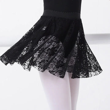 Girl Ballet Skirts Mesh Lace Transparent Dance Skate Gymnastics Skirt Swimsuit Bottom Cover Elastic High Waist Mini Skirt