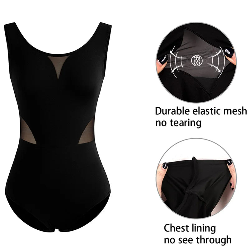 Women's Sleeveless Camisole Ballet Dance Leotards for Adult Gymnastics Dance Tank Tops with Soft Lining Long Sleeves Bodysuits