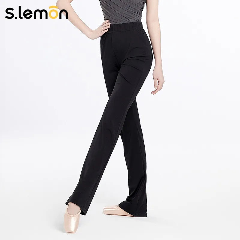 S.lemon Black Dance Pants for Women High Waist Slim-Fitting Straight Micro Flare Modern Dance Practice Trousers
