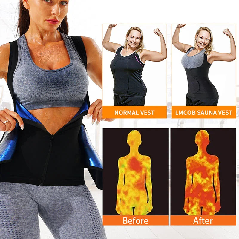 Sauna Sweat Vest for Women Fat Workout Weight Loss Slimming Waist Trainer Heat Trapping Tank Tops Women Top Sauna Sweat Suits