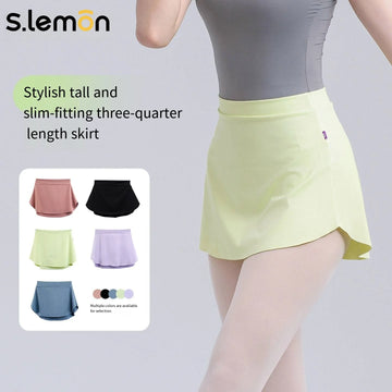S.lemon Ballet Skirt 3/4 Length Dance Skirt for Women, Chinese Dance Figure Training Exam Performance Outfit