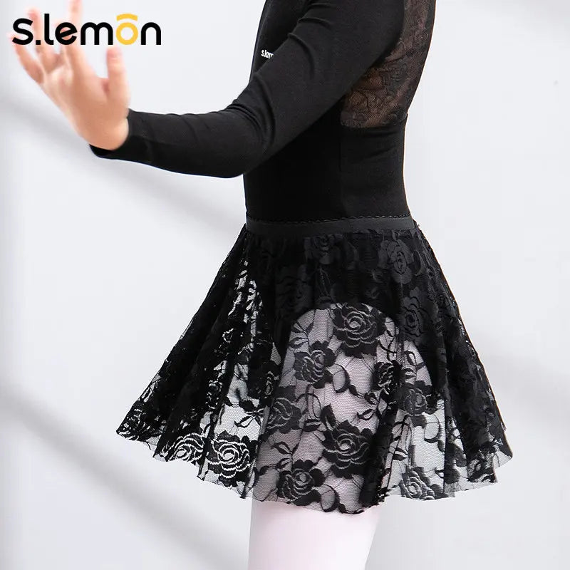 Girls Ballet Practice Skirt – Summer Lightweight Pink Lace & Mesh Tulle Tutu for Dance Class, Recital & Gymnastics
