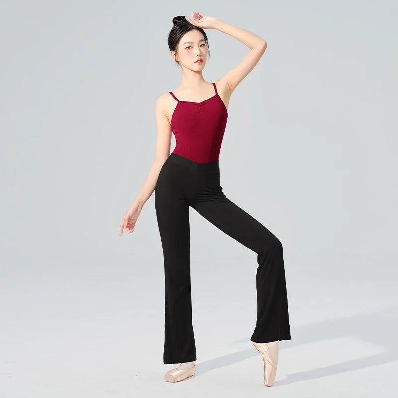 Ballet Dance Pants Women Girls Modal Flare Long Trousers High Waist Fitness Black Yoga Gymnastics Flare Trousers Bell-bottoms