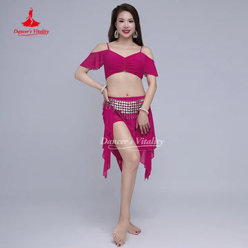 Belly Dancing Costume Women's Comfortable Breathable Mesh Set Oriental Dance Team Sexy and Fashionable Performance Clothing Suit